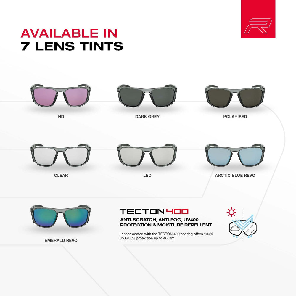 Revo Riley RILEY Navigator X Smoked Frame Wayfarer Safety Sunglasses with Green ...