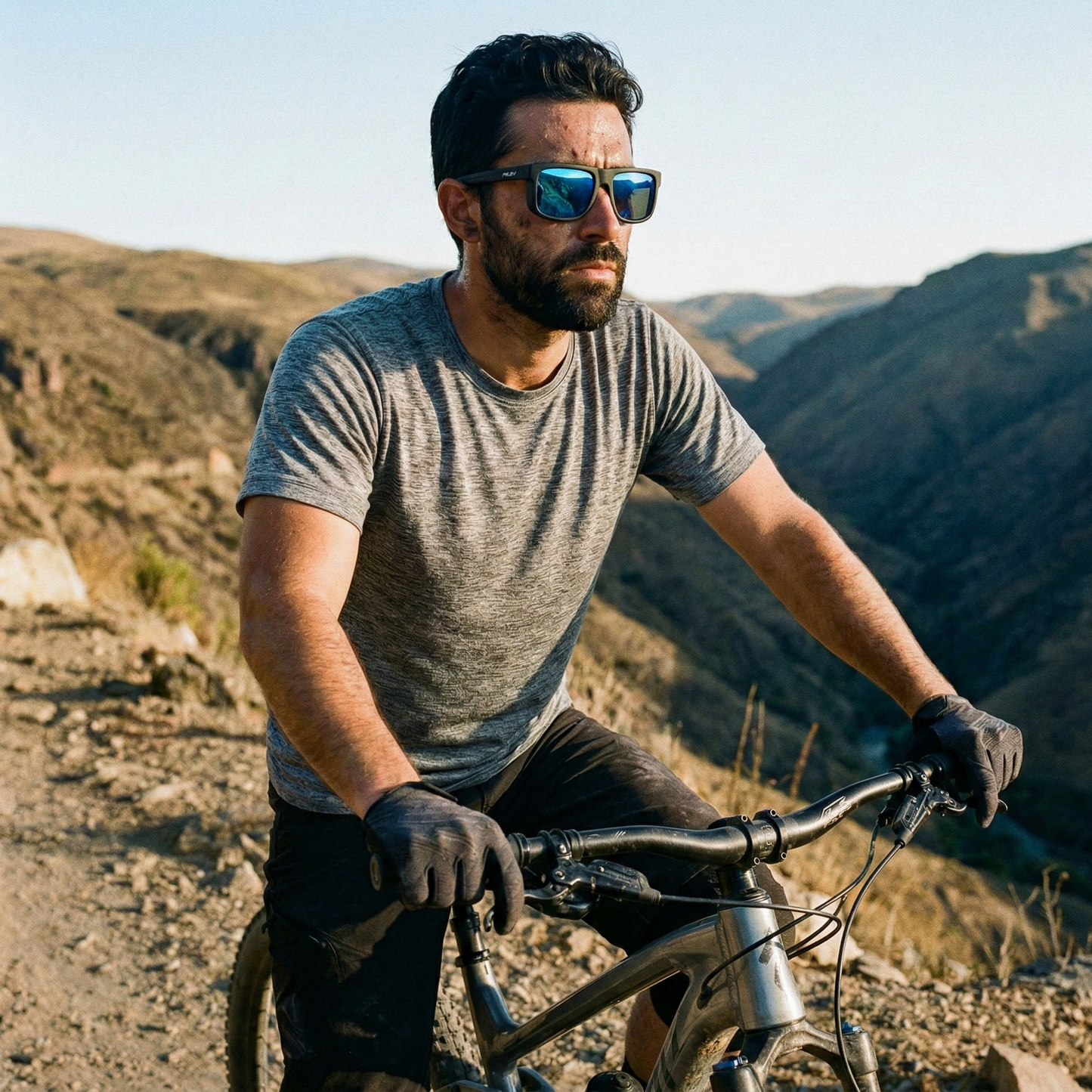 RILEY Navigator X Smoked Frame Wayfarer Style Sunglasses with Blue Mirror Revo Lens - Mstore