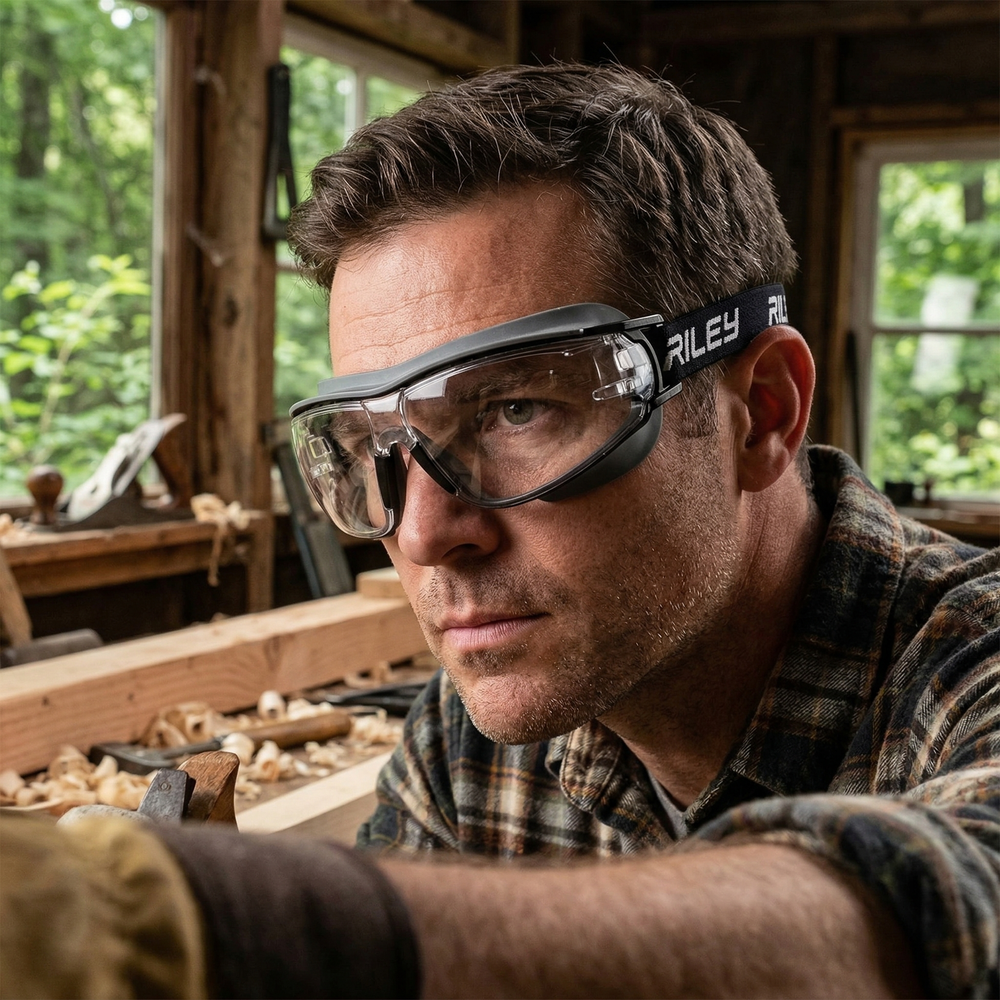 RILEY Sparta Compact Safety Goggles with Detachable Band with Clear Le